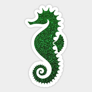 Deep Green Faux Glitter Seahorse Sticker